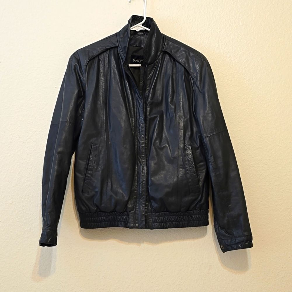 Vintage‎ Tannery West Leather Charcoal Gray, men's Jacket 5/6